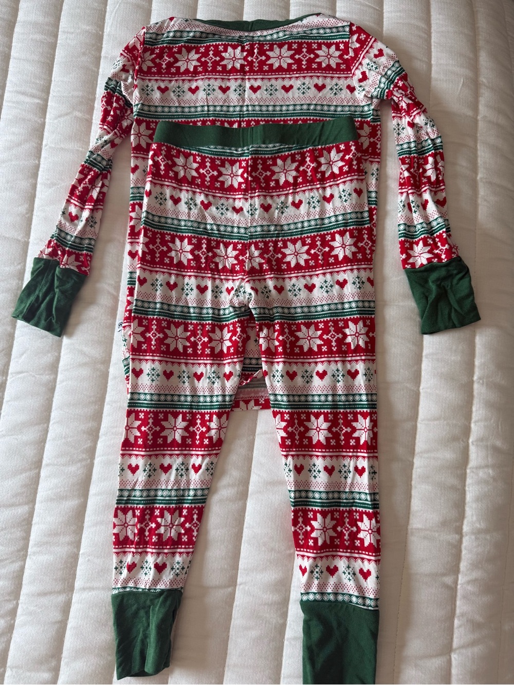 Bums & Roses Fair Isle Two-Piece Holiday Pajamas - Red & Green 3T